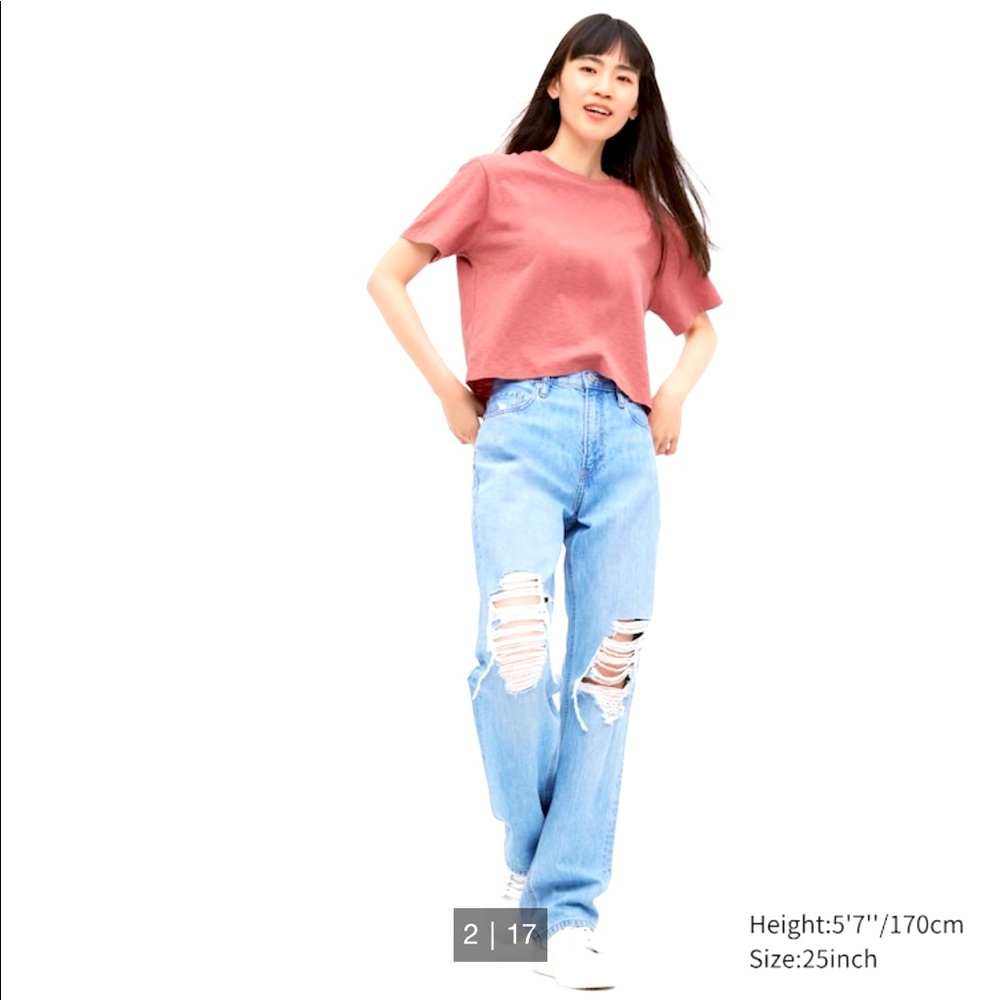 Uniqlo Distressed Straight High-Rise Jeans NWT
